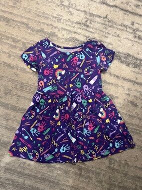 Place Purple Art & Rainbow Print Play Dress